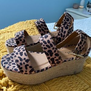 Leopard print wedges
